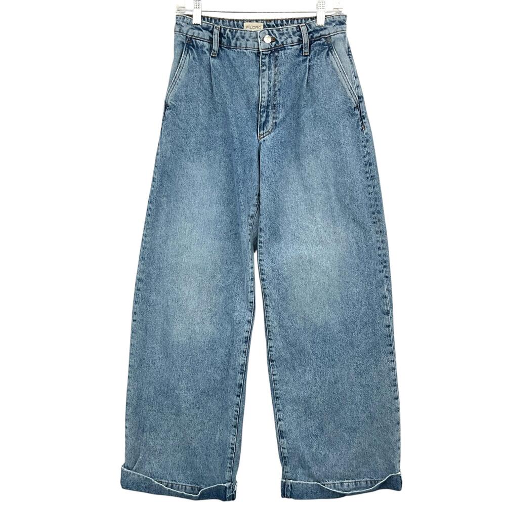 Pilcro High Rise Wide Leg Jeans Womens 26 Blue *READ* Cuffed Denim Relaxed